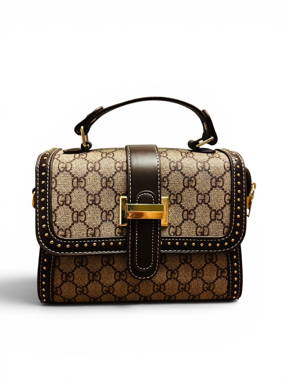 BRAND NEW‼️ Brown Canvas Satchel with Dark Brown Trim and Gold Hardware